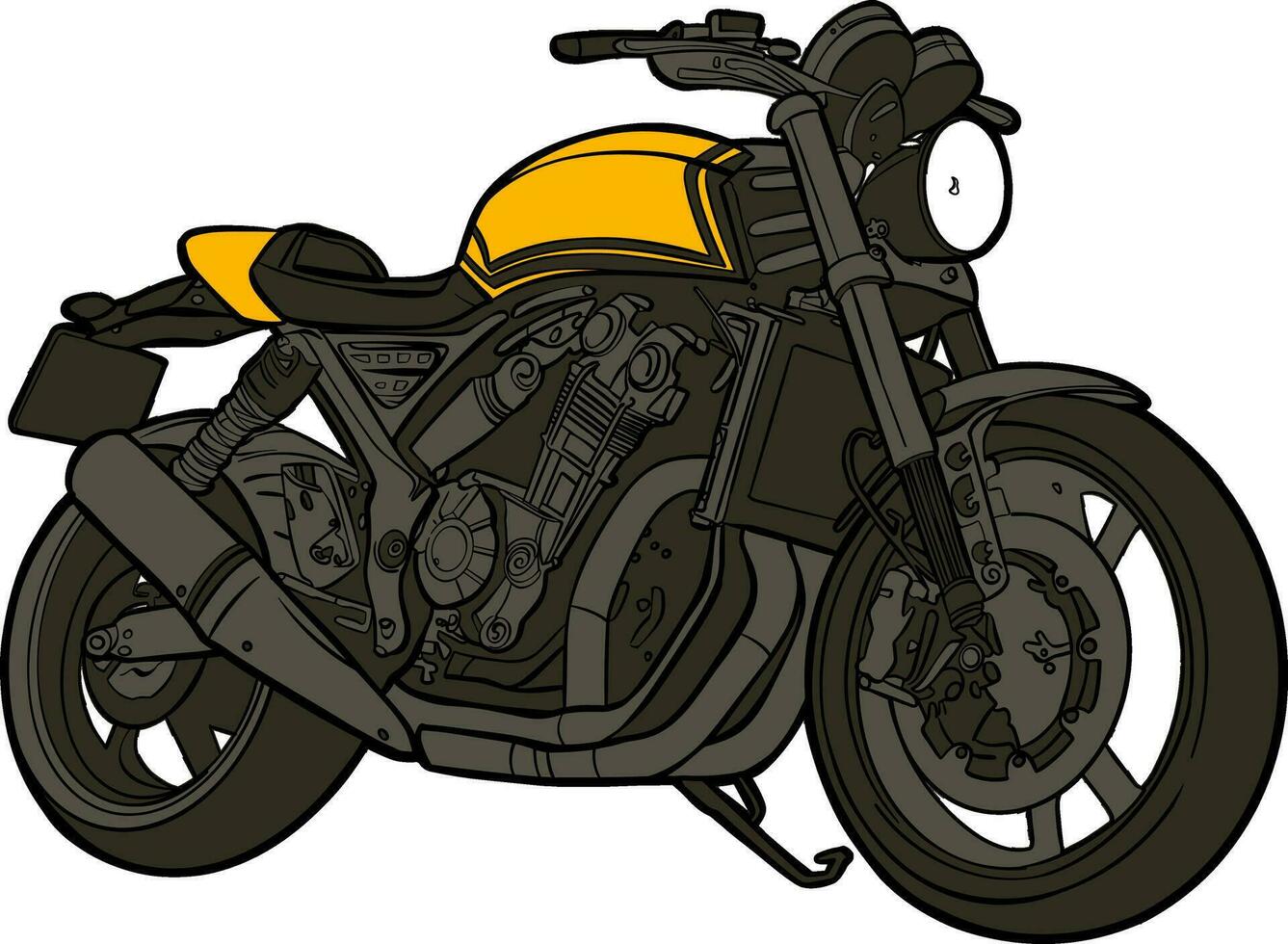 yellow motorcycle big bike vehicle side view vector