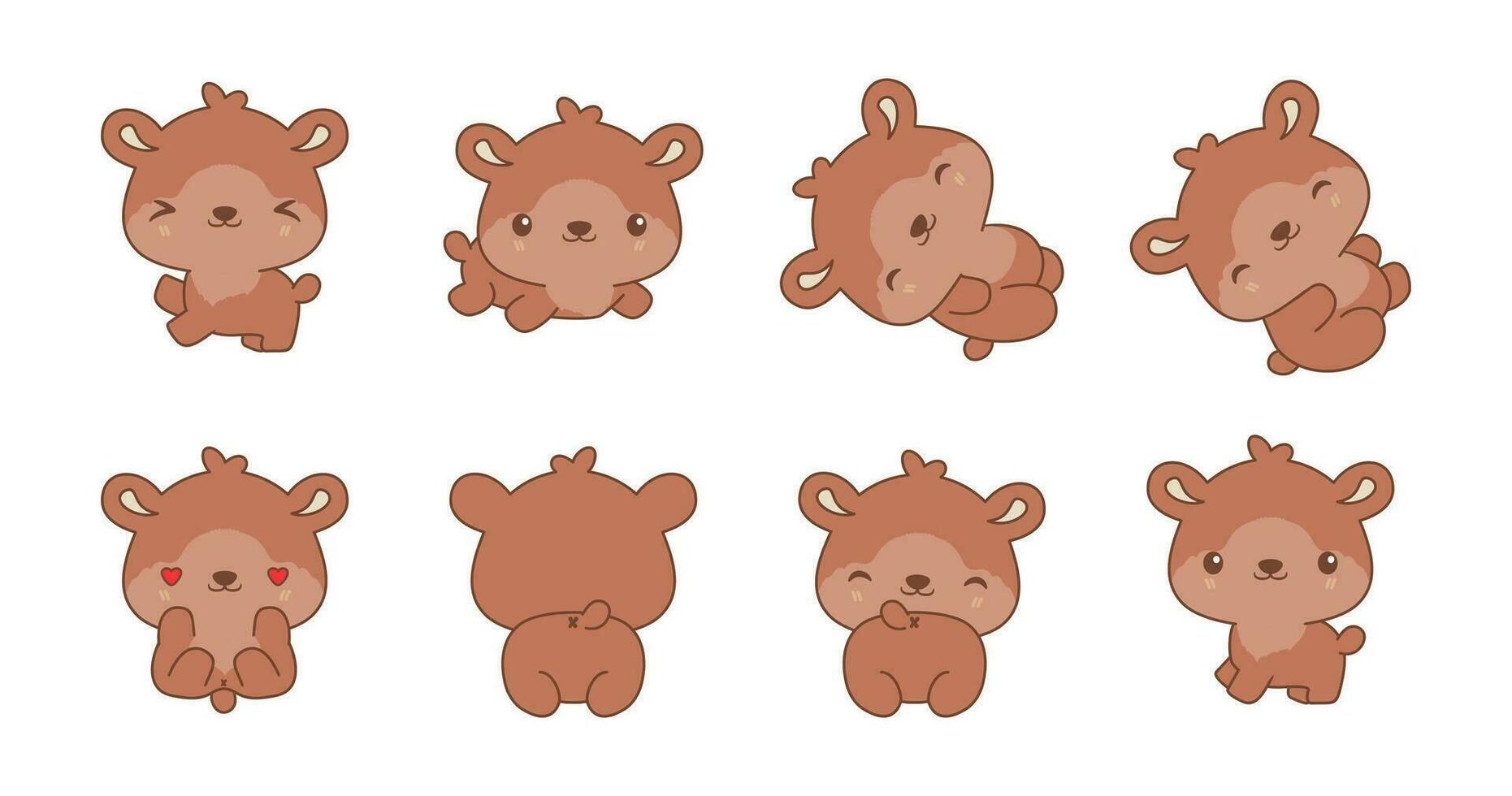 Set of kawaii teddy bear illustration collection vector