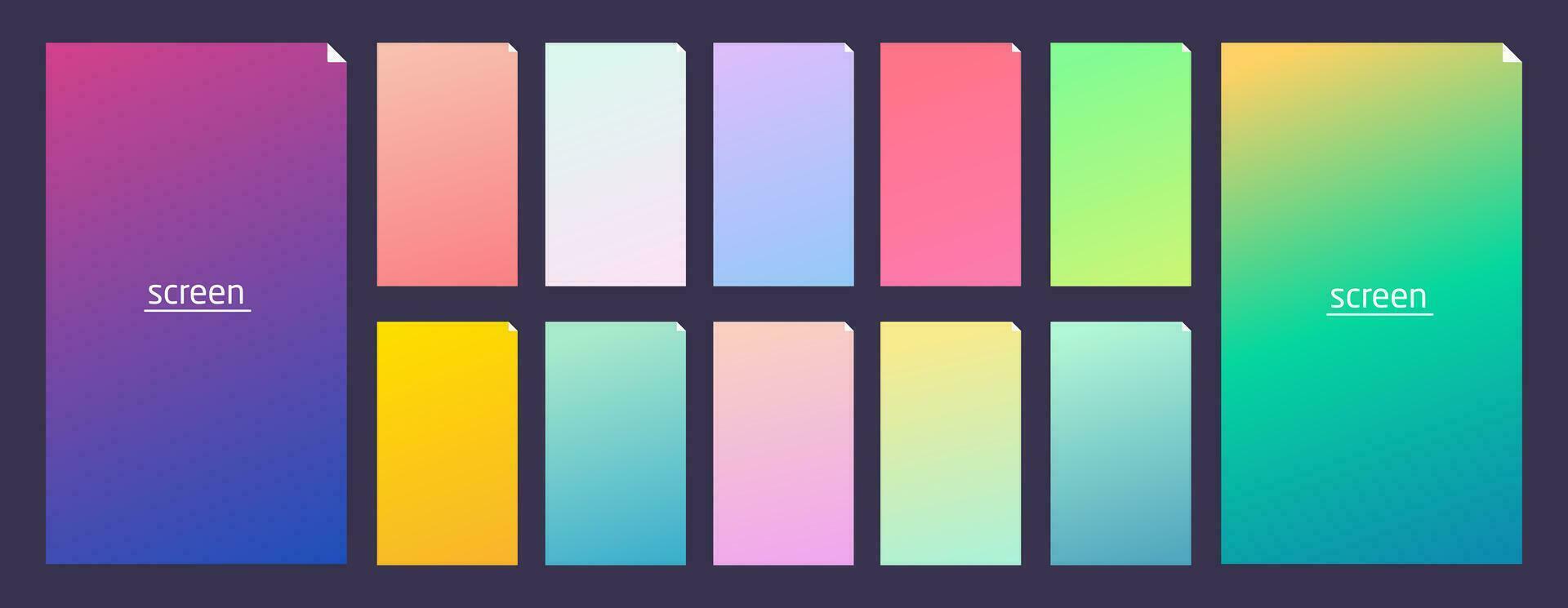 Vibrant and soft pastel gradient smooth color background set for devices, pc and modern smartphone vector