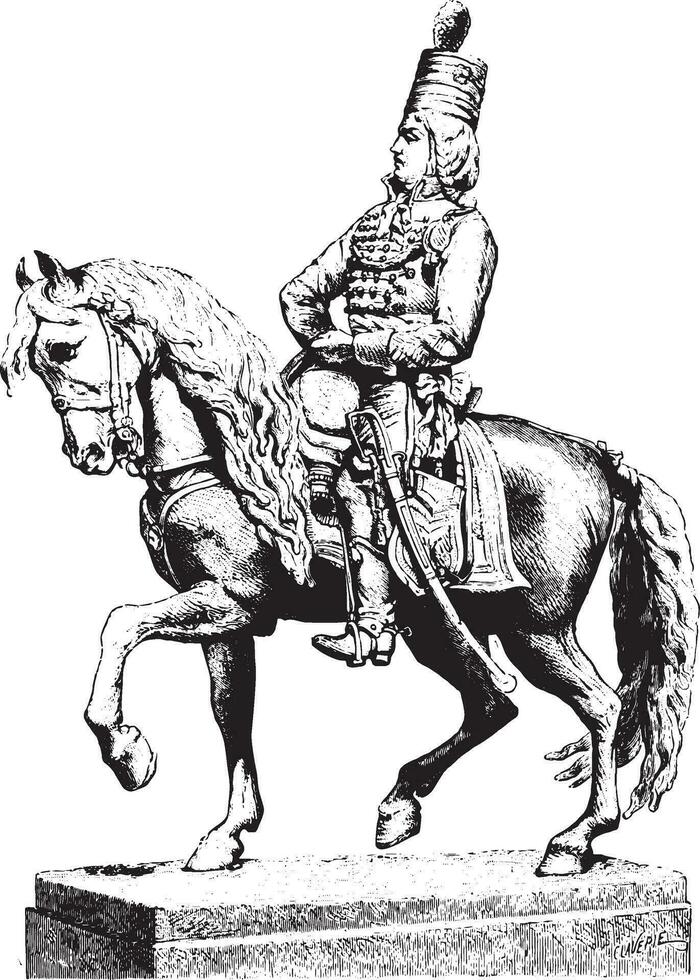 marceau estatua por clesinger a militar escuela, Clásico grabado. vector