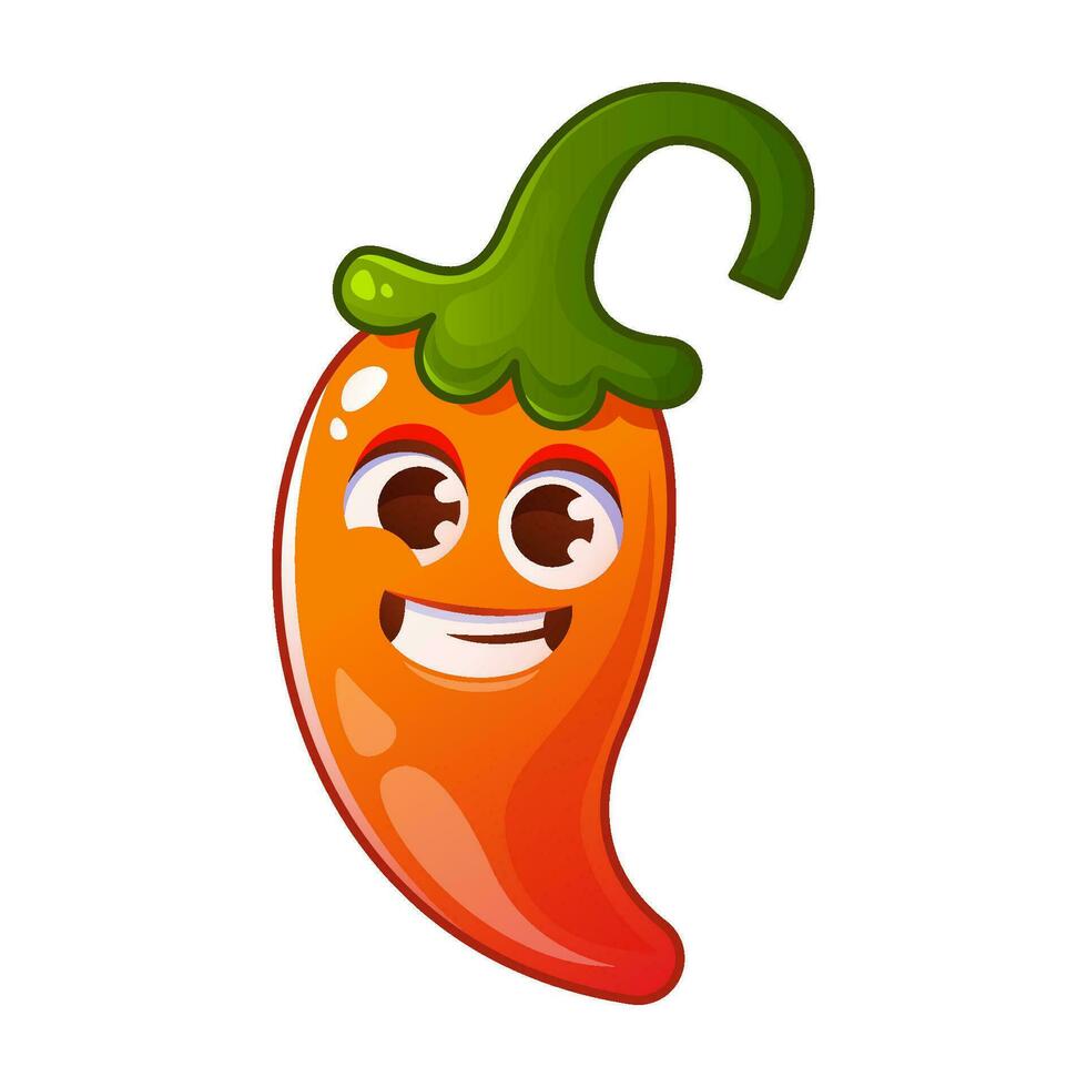 Smiling cute cartoon red pepper character on a white background. vector