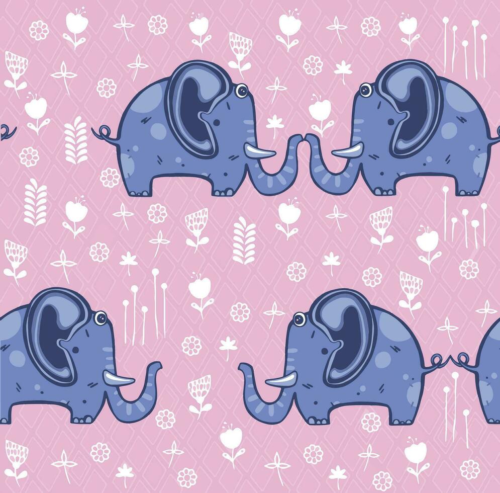 Beautiful seamless pattern enamored elephants . animal vector