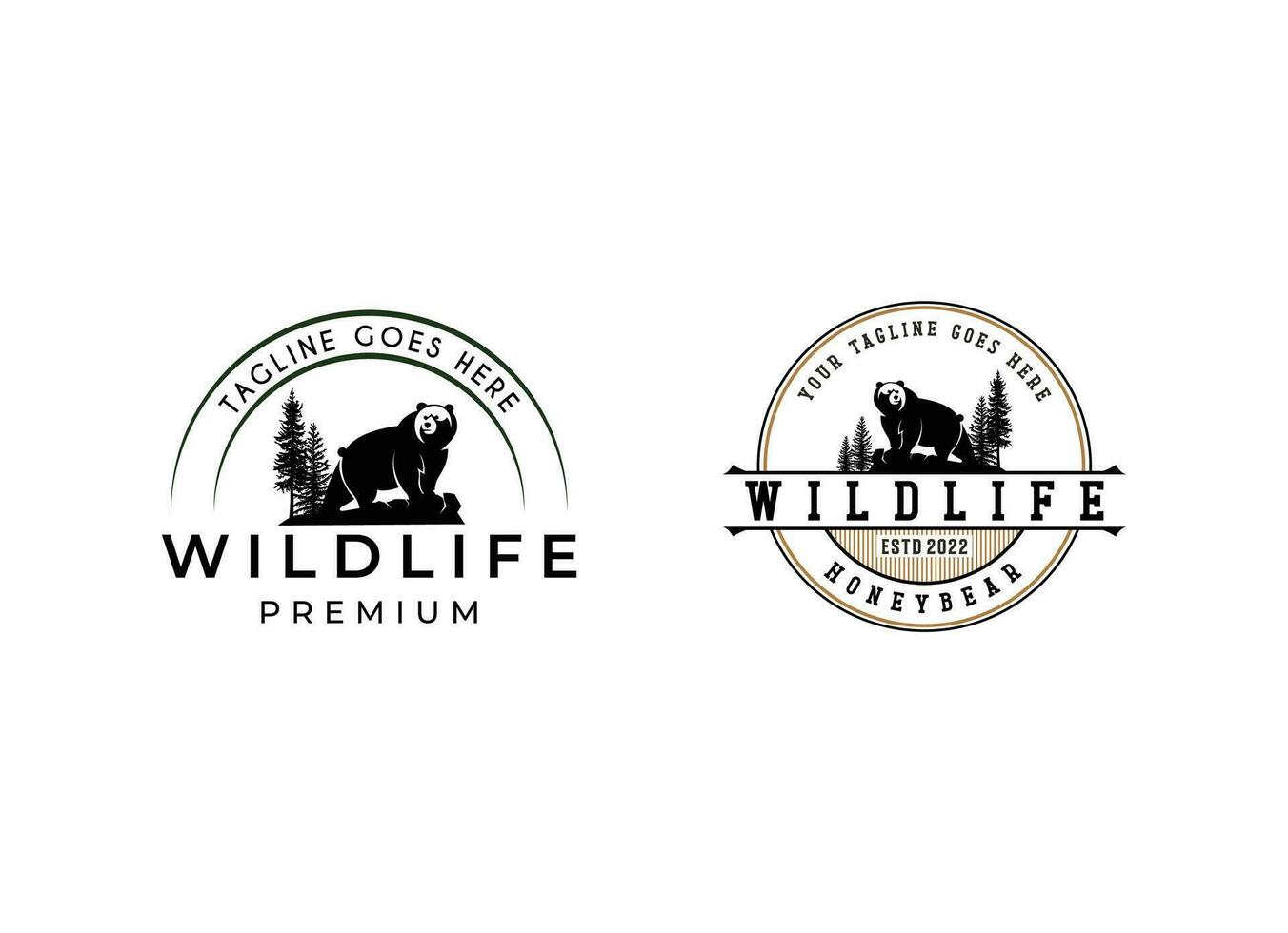 Vintage wildlife of bear logo. Bear hunting logo design vector