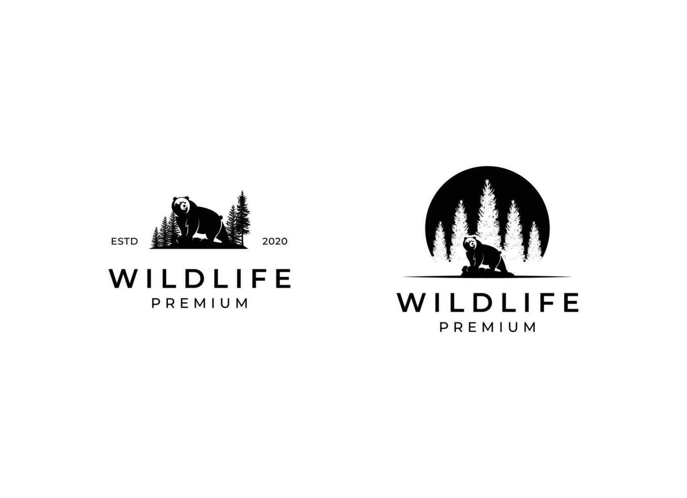 Vintage wildlife of bear logo. Bear hunting logo design vector