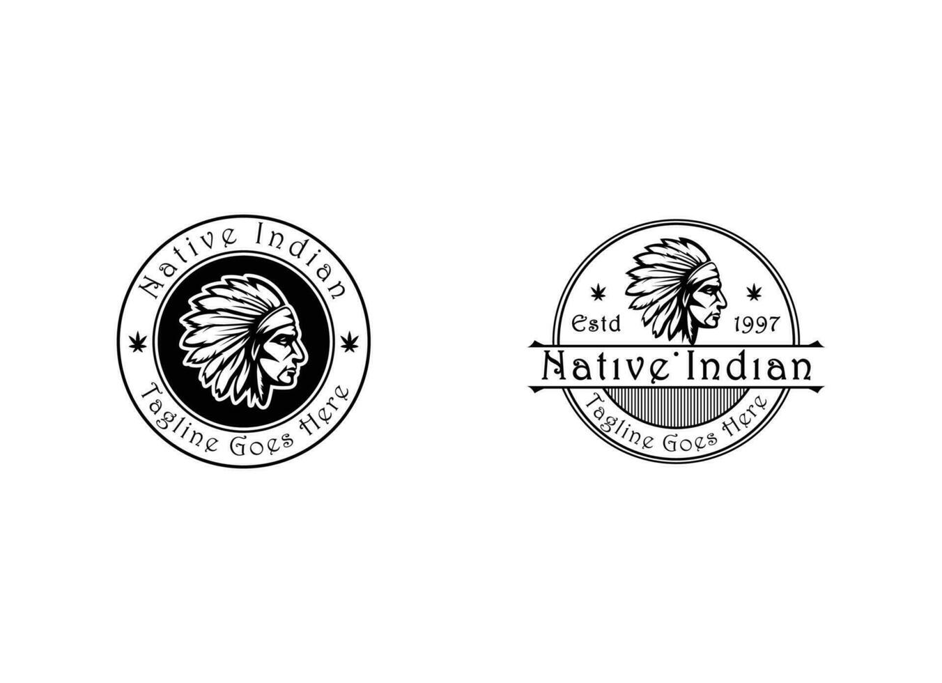 logotipo de hombre indio estilo vintage jefe apache mascota diseño carácter negro y wahite silueta vector ilustración