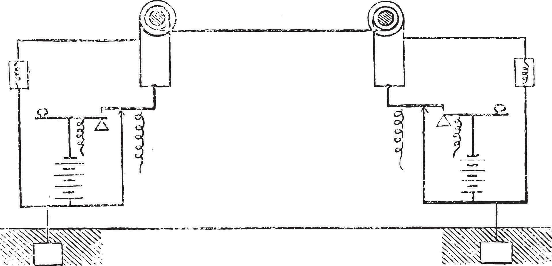 Duplex diagram, vintage engraving. vector