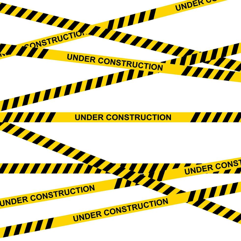 Yellow and black warning tapes with text under construction isolated on white background. Police insulation line, signs of warning, do not cross, caution. Barricade construction tape. Vector. vector