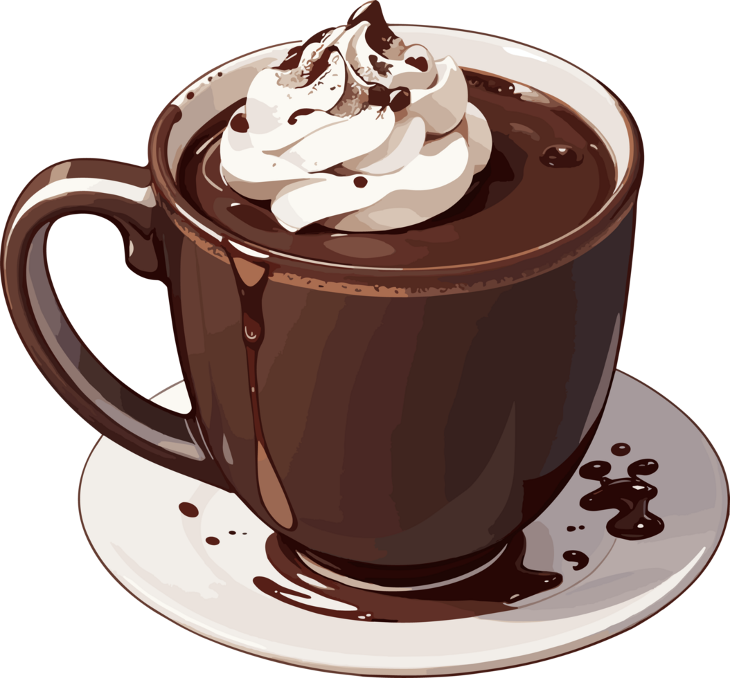 AI generated Chocolate Drink with Whipped Cream Sticker png