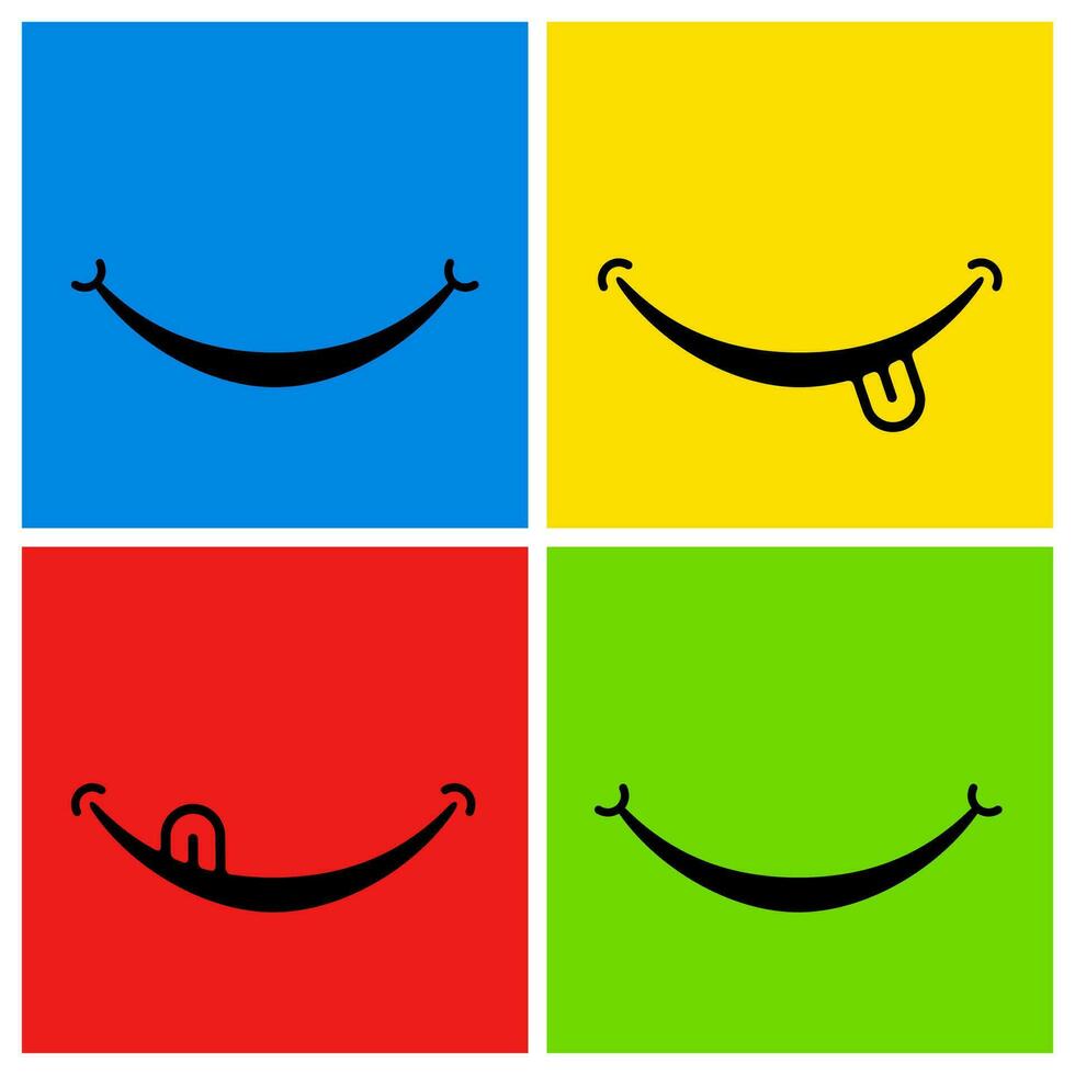 Smile icon set on colorful background. Smile concept vector illustration.