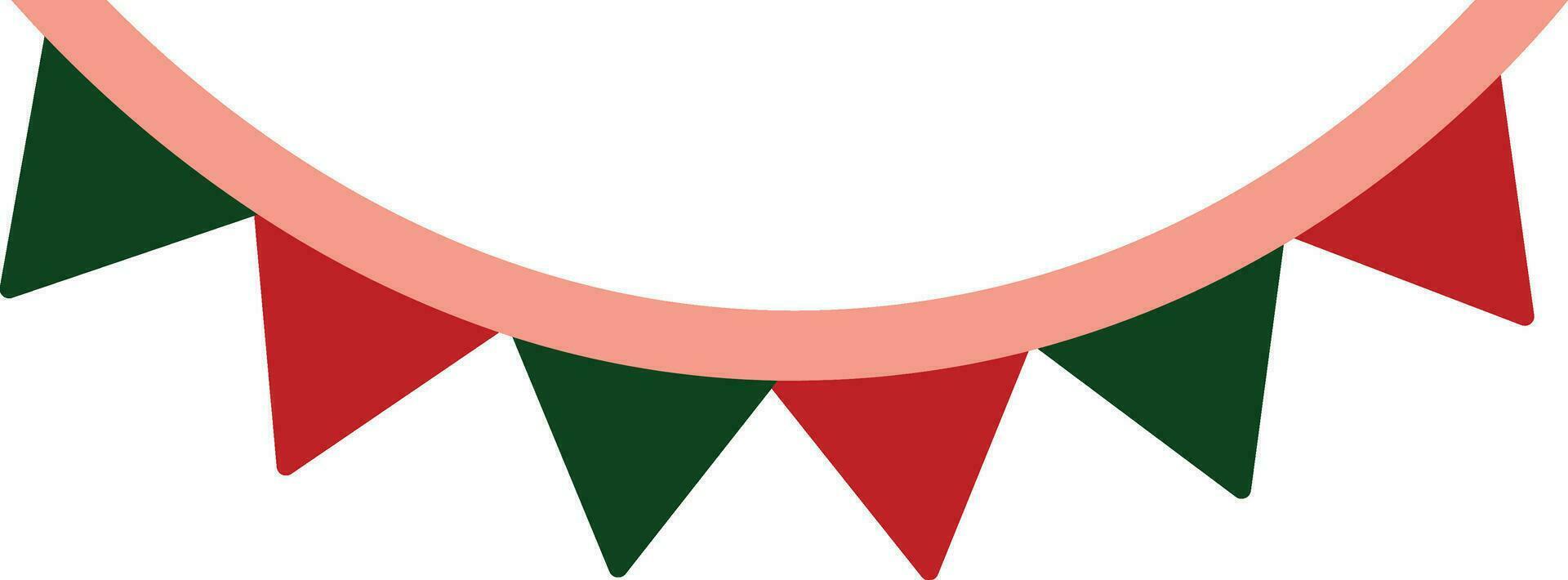 Merry Christmas Flag Garland Red Green Pop Art vector