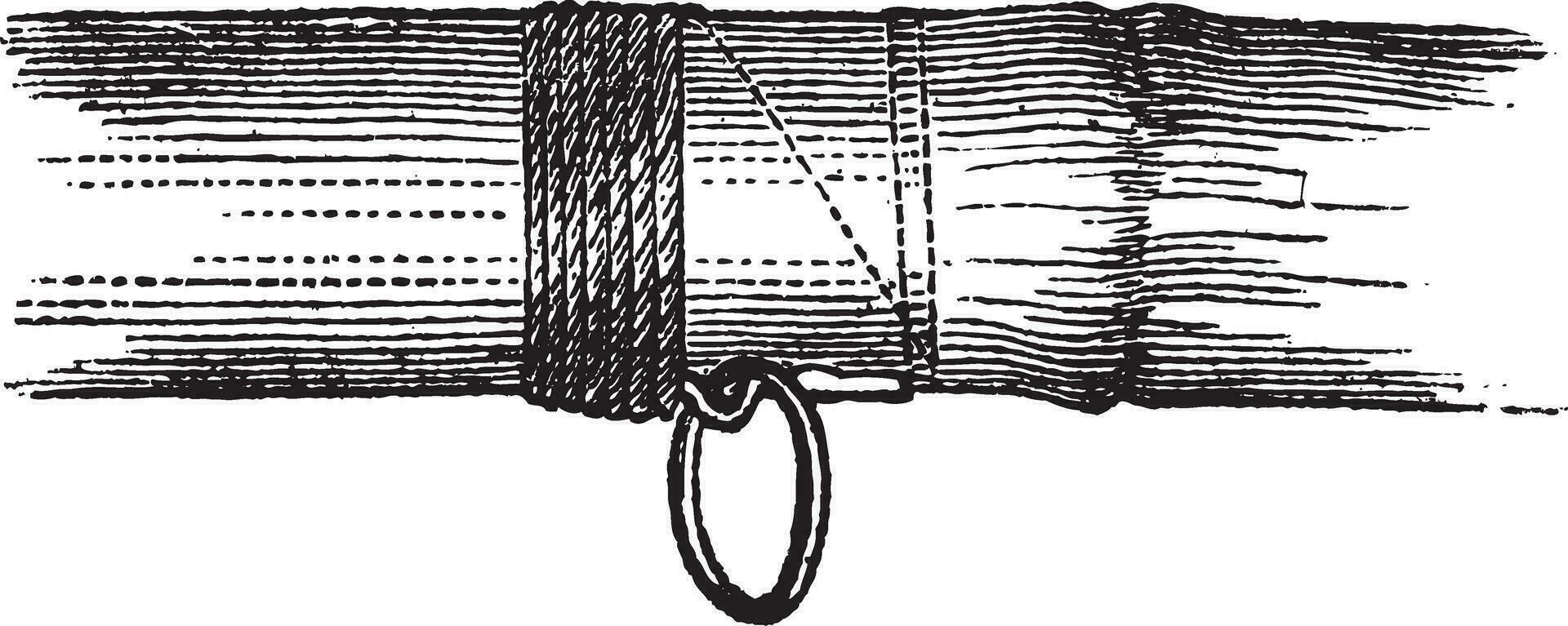 fijación un anillo en un vara, Clásico grabado vector
