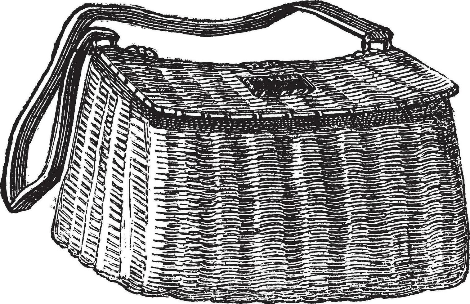 Fisherman's Basket, vintage engraving vector