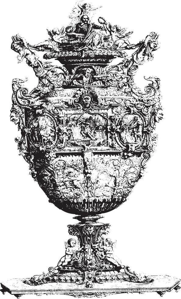 Project for a vase Shakespeare's memory, vintage engraving. vector