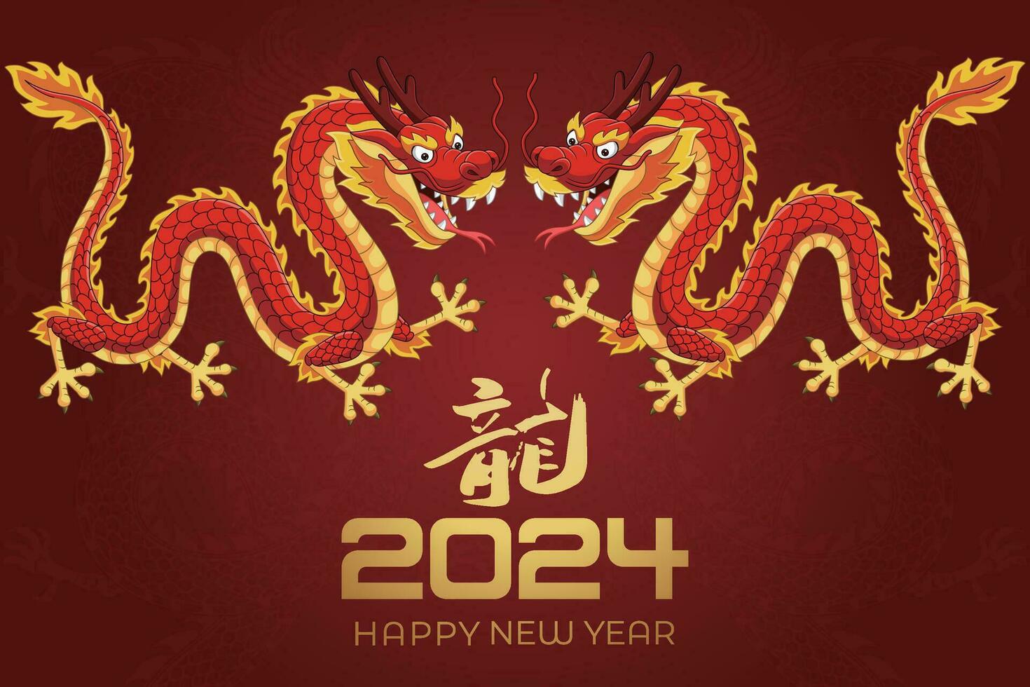 Happy Chinese New Year 2024 Chinese Zodiac Year of the Dragon vector