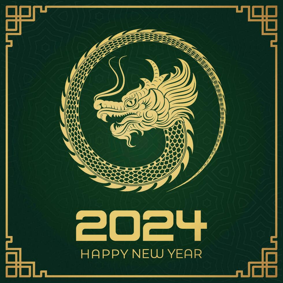 Happy Chinese New Year 2024 Chinese Zodiac Year of the Dragon vector