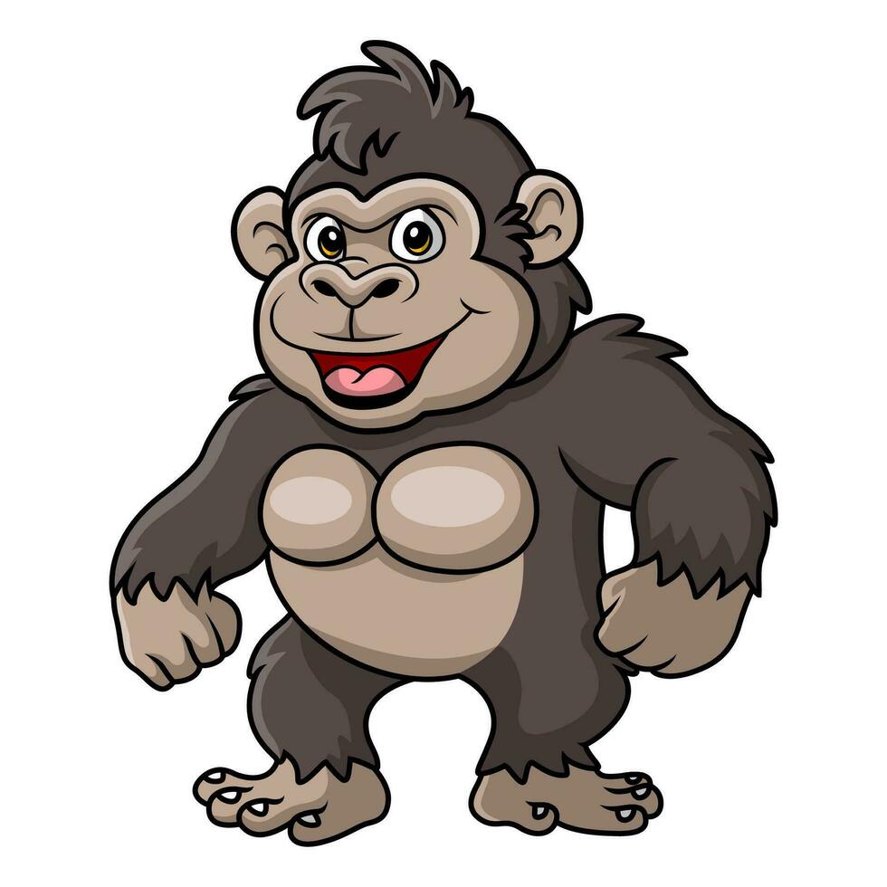 Cute gorilla cartoon on white background vector