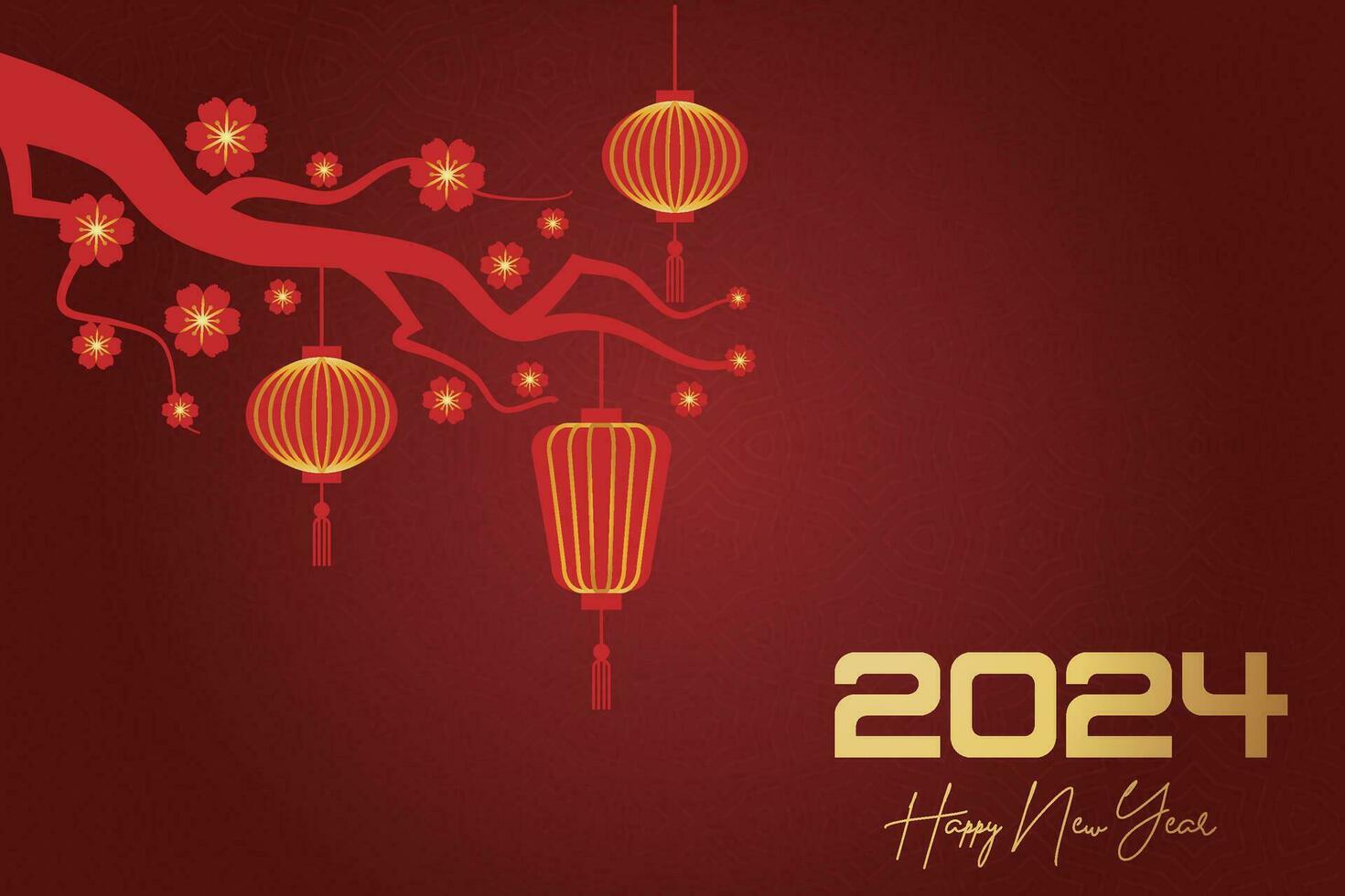 Chinese Lunar New Year festival 2024 celebration, Happy New Year background decorative elements. vector