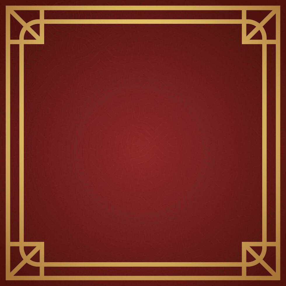 Vector chinese frame border, rectangle and circle design on red background