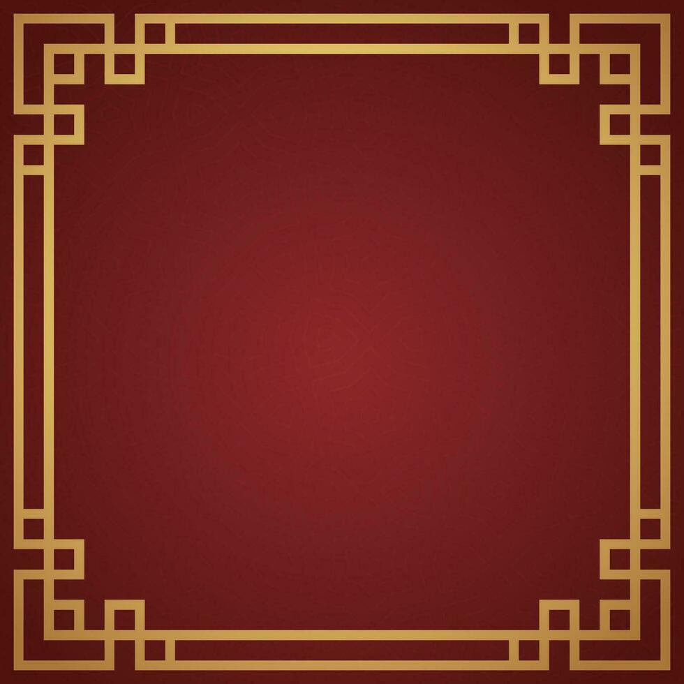 Vector chinese frame border, rectangle and circle design on red background