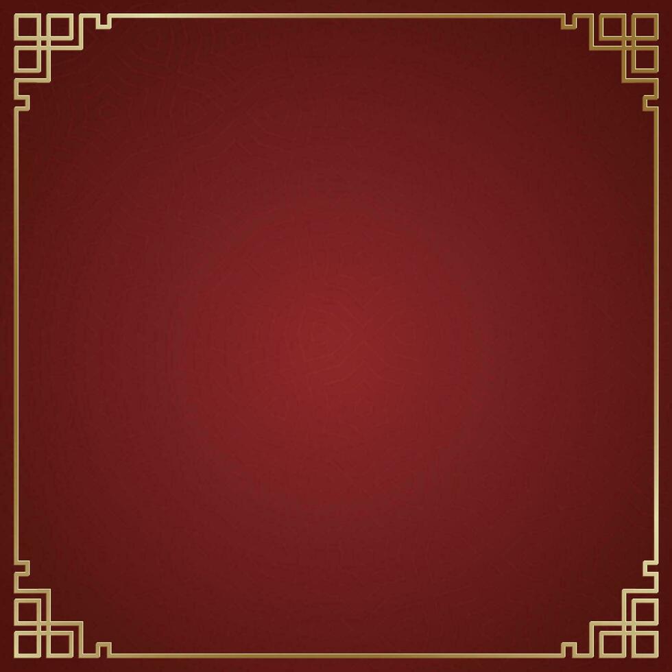 vector chino marco borde, rectángulo y circulo diseño en rojo antecedentes