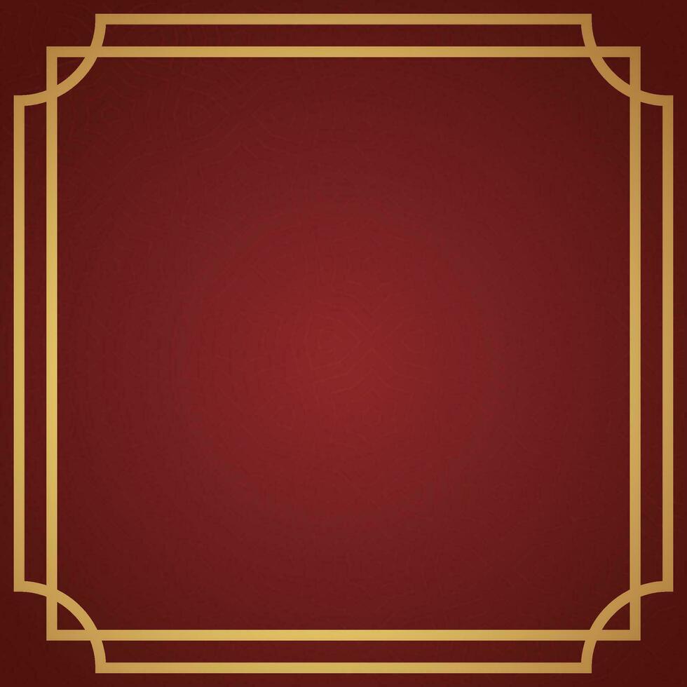 Vector chinese frame border, rectangle and circle design on red background