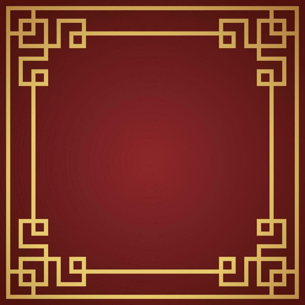 Vector chinese frame border, rectangle and circle design on red background