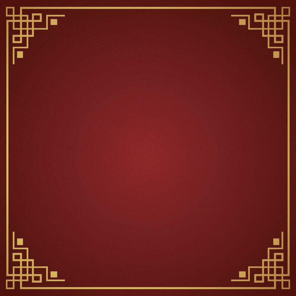 Vector chinese frame border, rectangle and circle design on red background