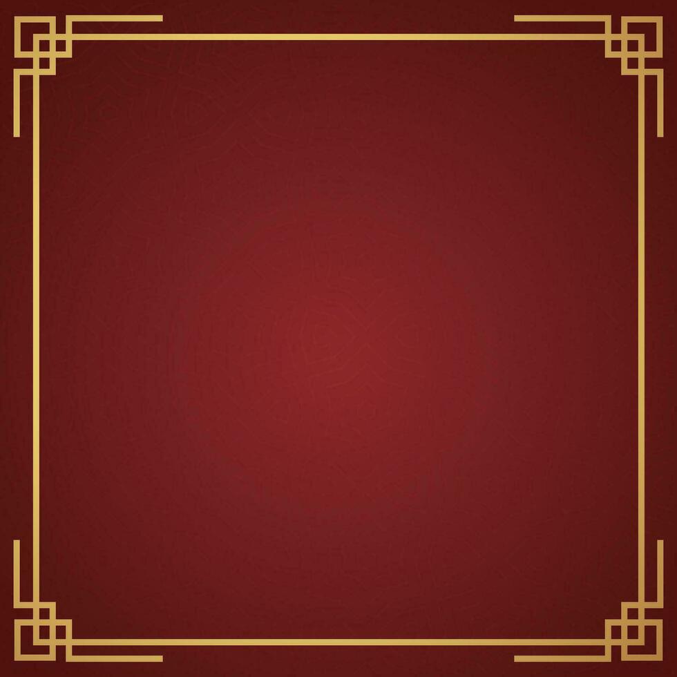 Vector chinese frame border, rectangle and circle design on red background