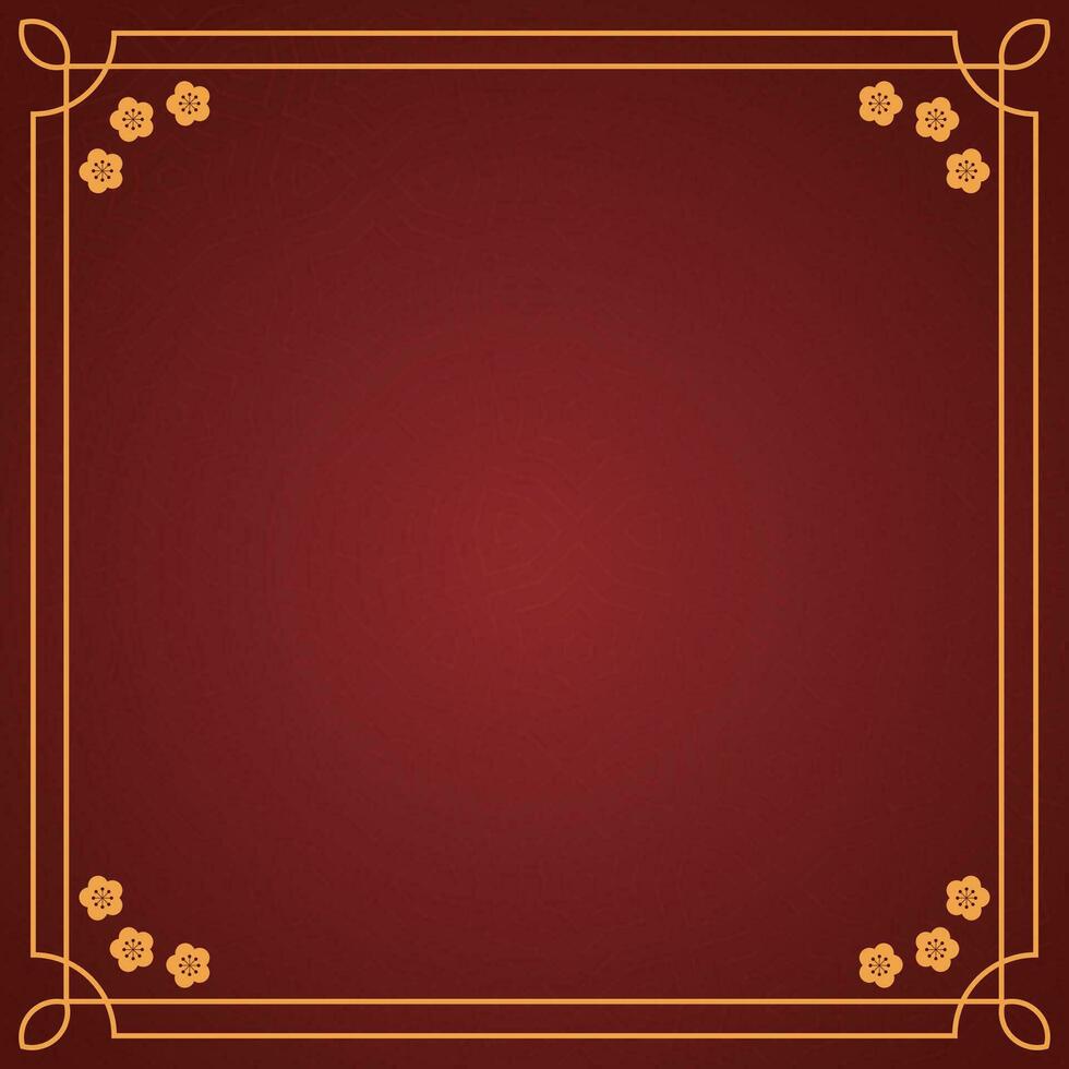 Vector chinese frame border, rectangle and circle design on red background