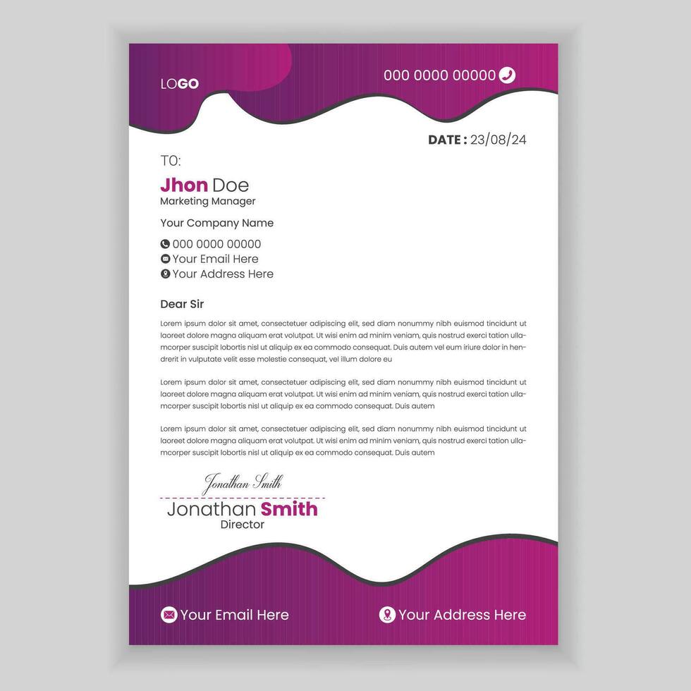 Corporate modern letterhead design template. vector