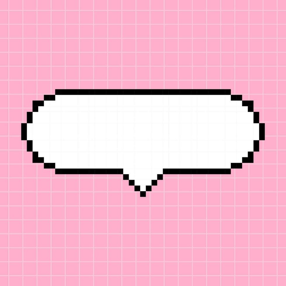 Pixel oval dialog box on a pink checkered background. Illustration in the style of an 8-bit retro game, controller, cute frame for inscriptions. vector