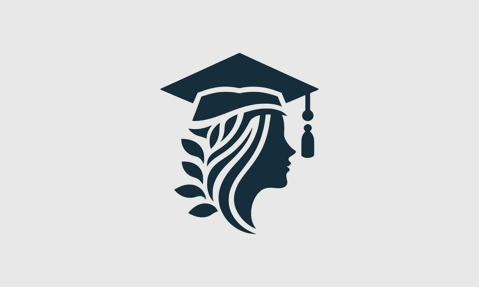 mujer vistiendo graduado sombrero vector logo diseño