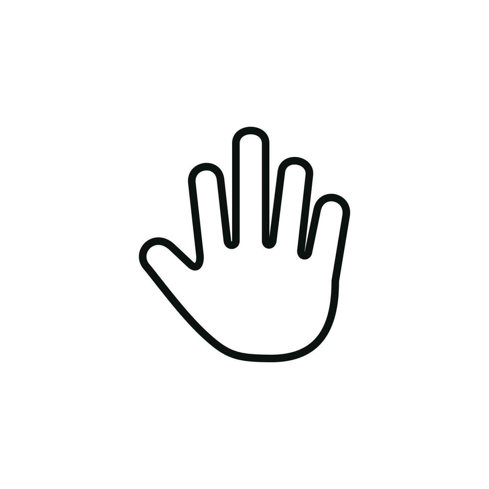 Hand line icon isolated on white background. Palm hand icon vector