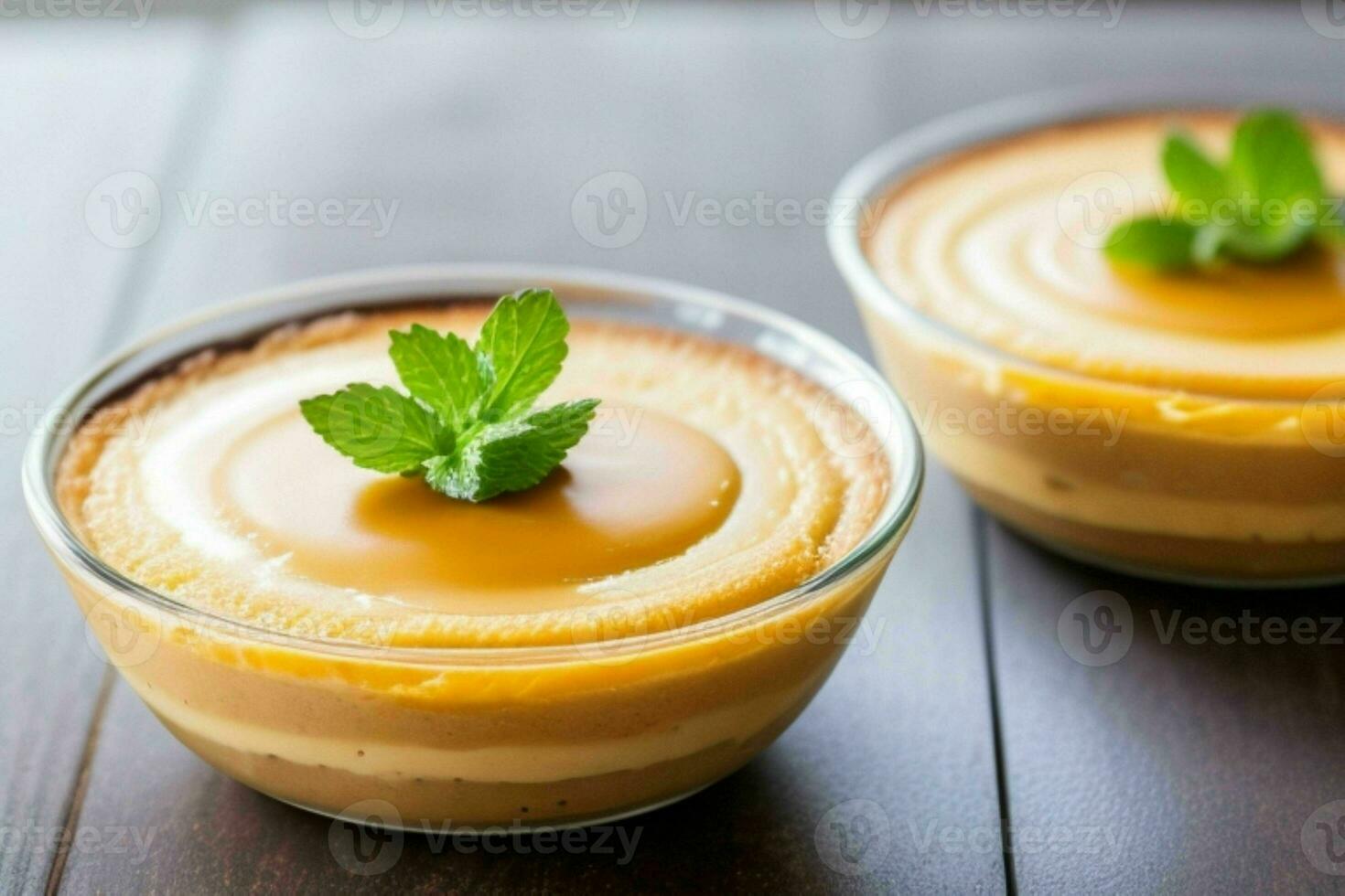 AI generated Caramel custard pudding. Pro Photo