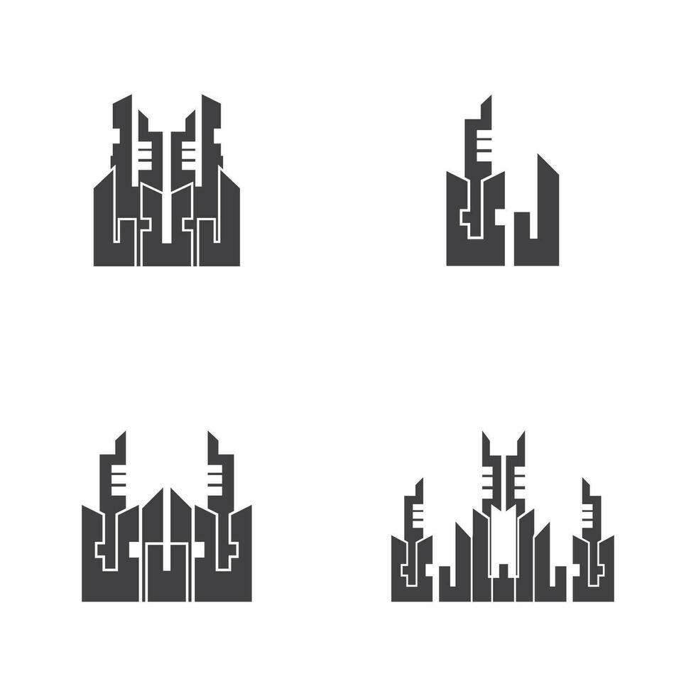 horizonte de la ciudad moderna. silueta de la ciudad. ilustración vectorial en diseño plano vector