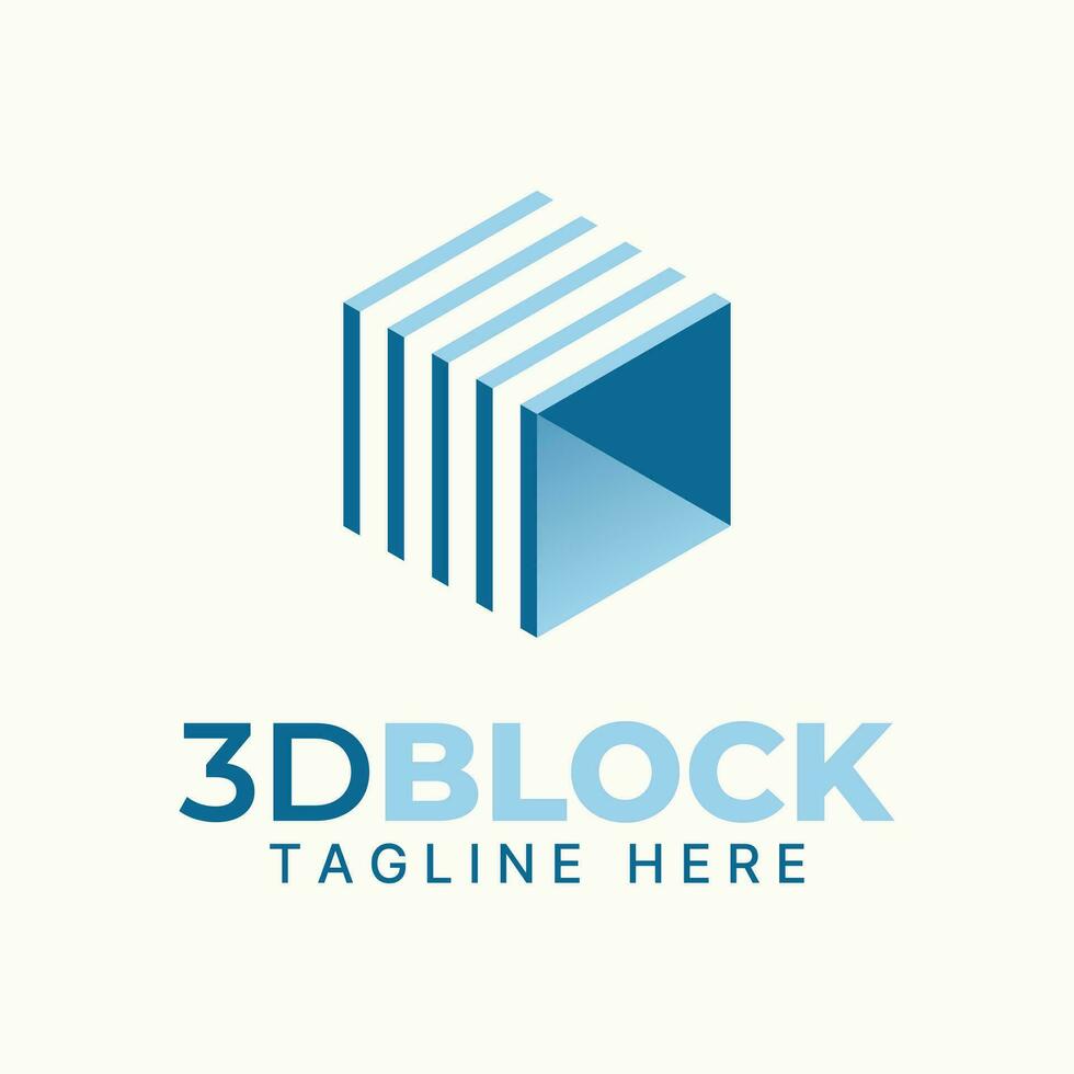 Logo design graphic concept creative abstract premium vector sign unique stock 3D hexagon hole square. Related to mathematic manipulation shape colour