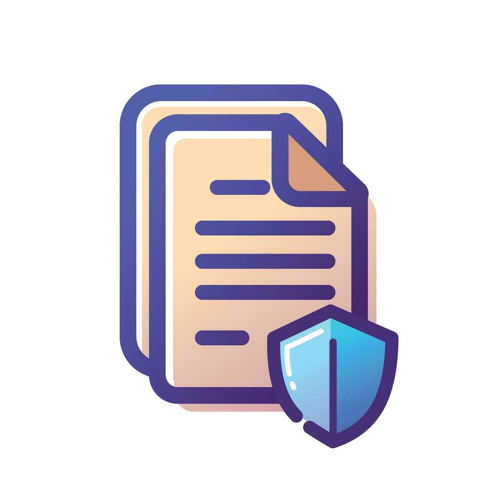 Illustration of protected documents. Document protection icon vector