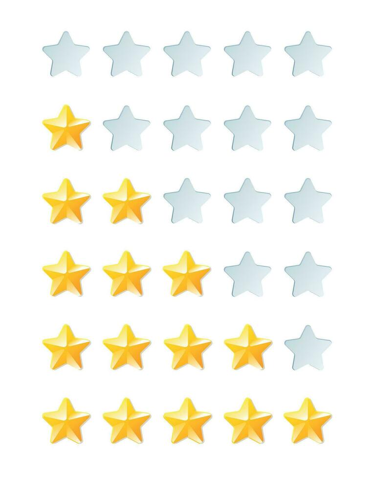 cinco estrella clasificación. estrella nivel. estrellas clasificación para evaluación de Servicio calidad y realimentación vector