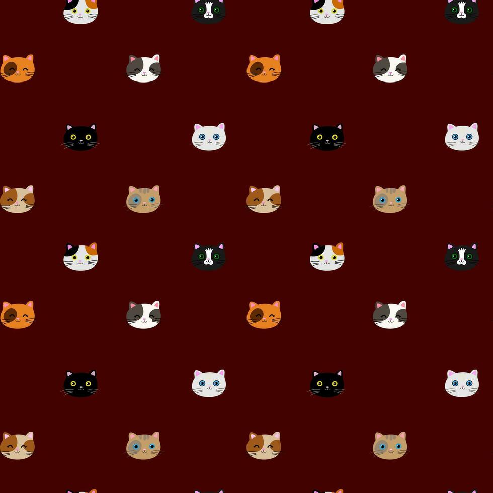 Cute seamless pattern with funny cats. Vector illustration for decor, design for textile, web page background.