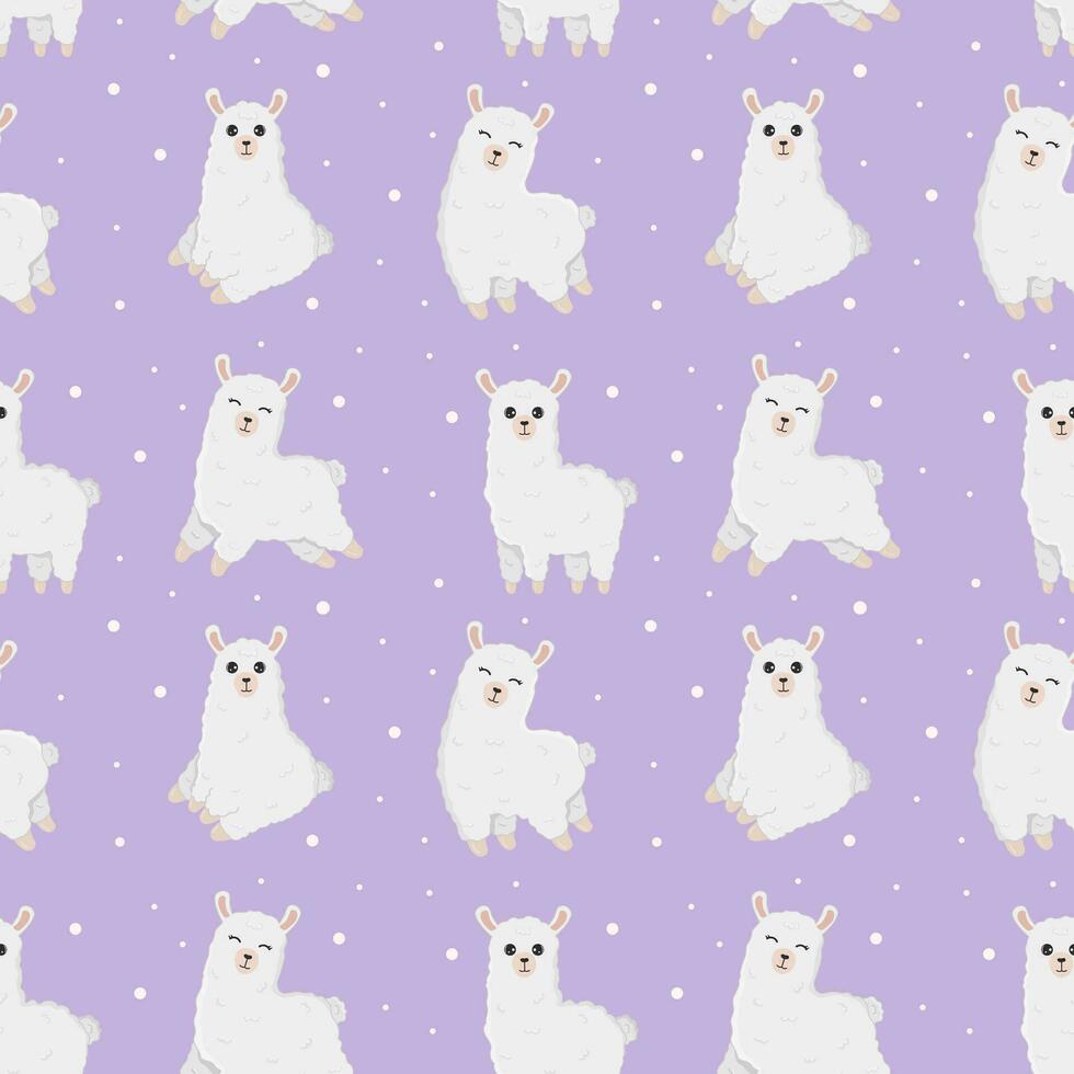 sin costura modelo con lamas hecho en vector. bueno para fondo de pantalla, saludo tarjetas, niños habitación decoración, etc. dibujos animados alpaca vector