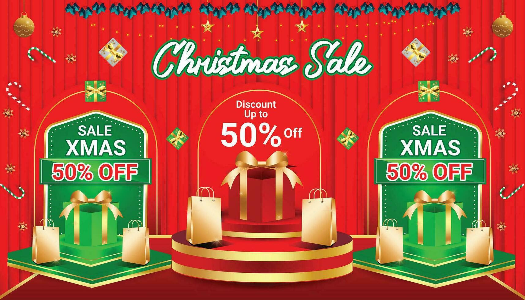 CHRISTMAS SALE SOCIAL MEDIA POST BACKGROUND BANNER FLYER DISCOUNT DECEMBER END YEAR TEMPLATE 8 vector