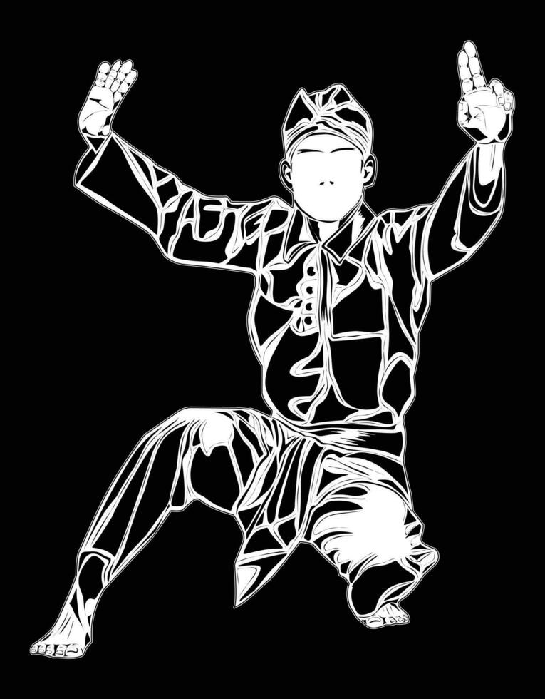 Silat movement images, suitable for designing t-shirts, posters, logos, educational images and others vector