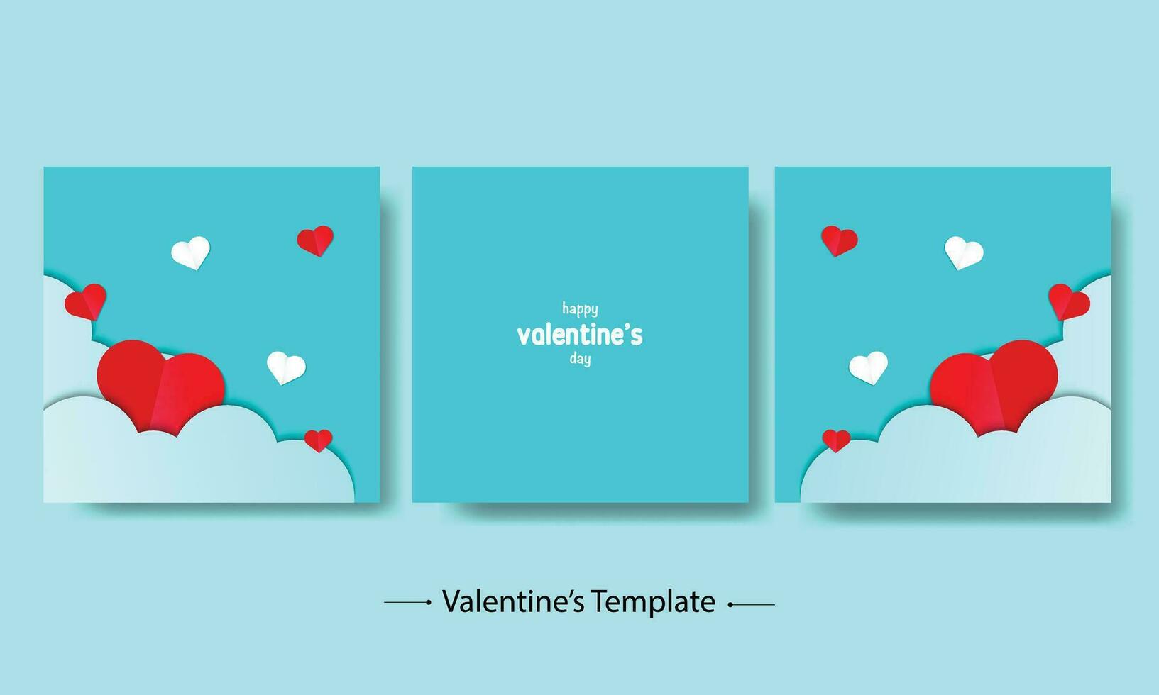 Happy Valentine's Day Illustration Background Set With Hearts And Cloud vector