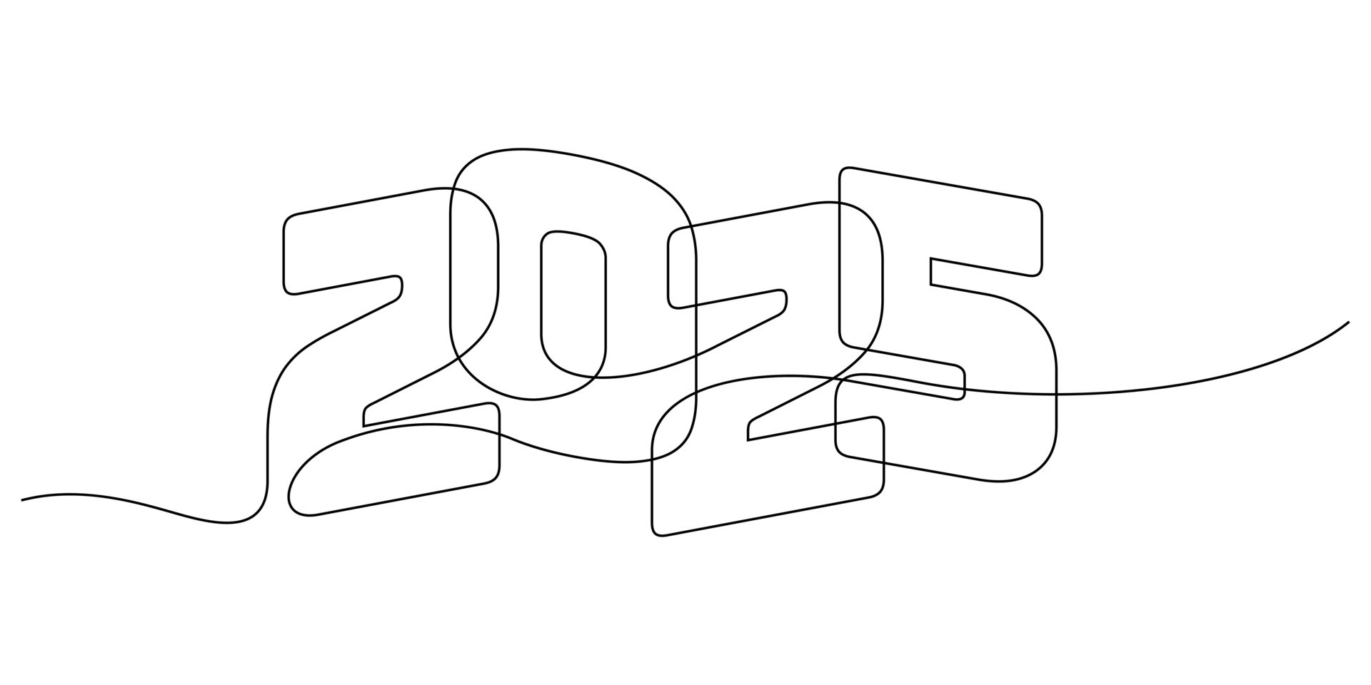 continuo línea dibujo 2025 comenzando de el año Delgado línea ilustración superpuesto 35393239