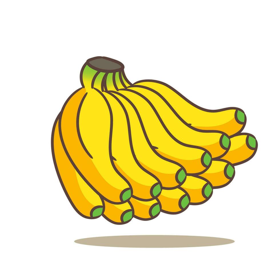 Bunch banana cartoon vector illustration. Fruit and food concept design Flat style. isolated white background. Clip art icon design.