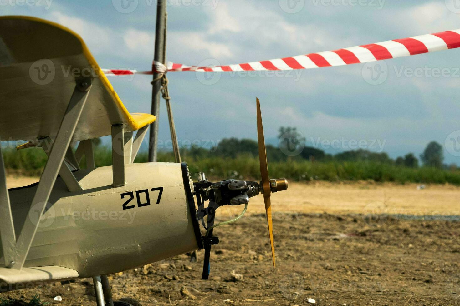 Small propeller airplane at an air show. Selective focus photo