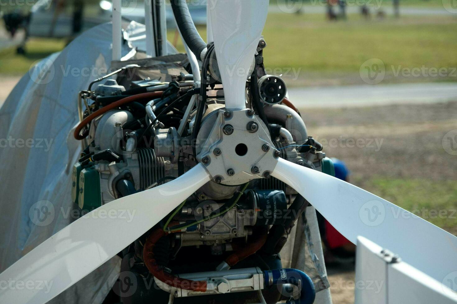 Small propeller airplane at an air show. Selective focus photo