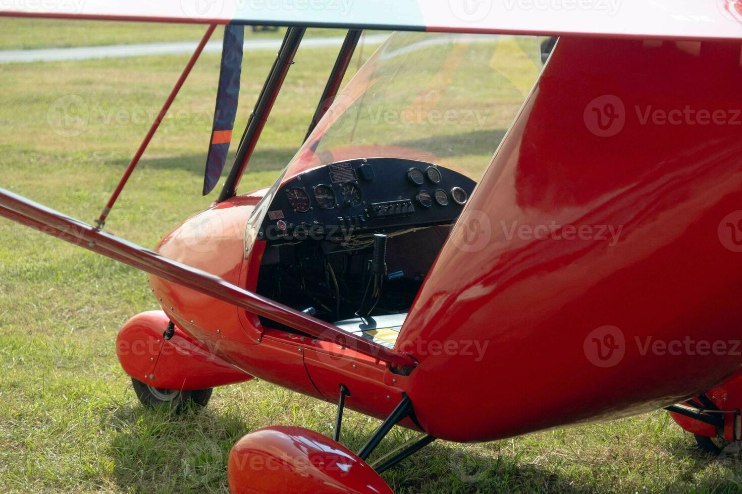 Small propeller airplane at an air show. Selective focus photo