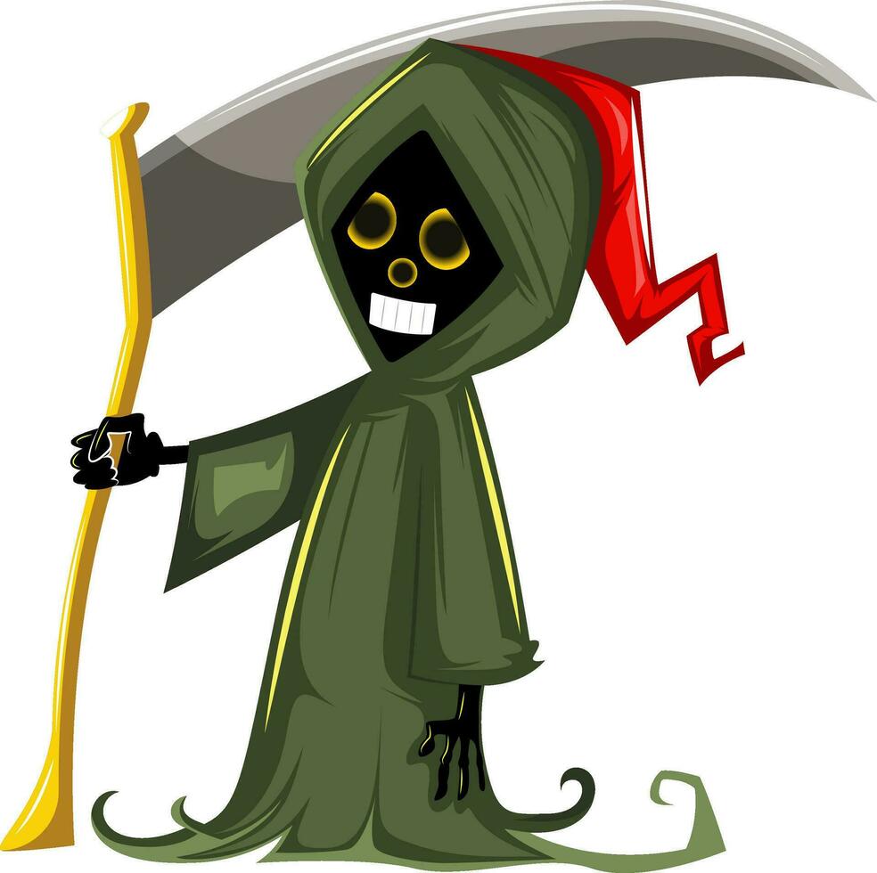 Grim reaper in green suit vector illsutration on white background.