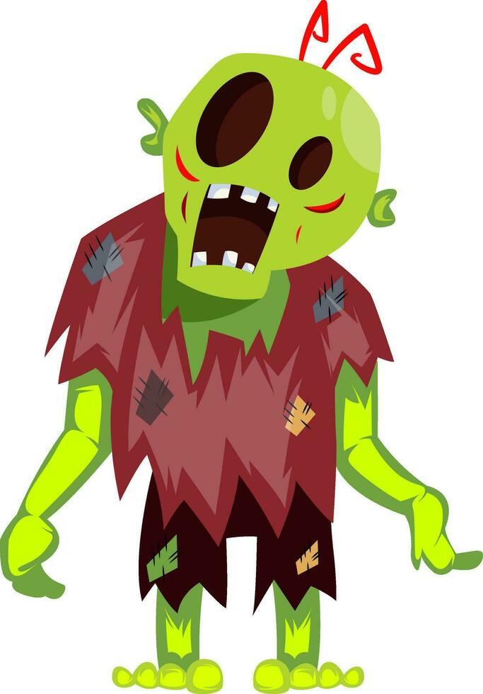 Cartoon zombie on white background vector illustration.